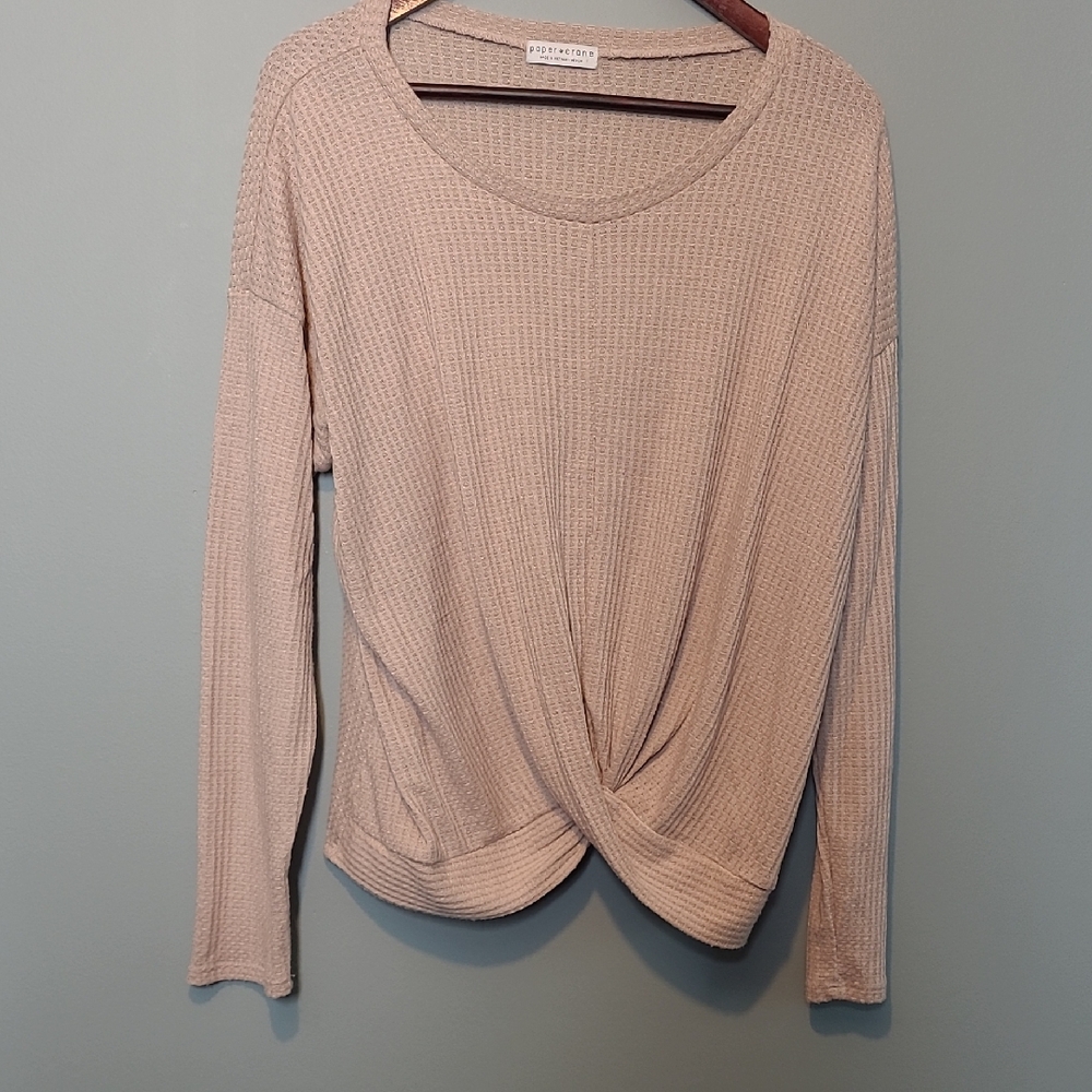 Paper Crane Long Sleeve Tie Front Blouse